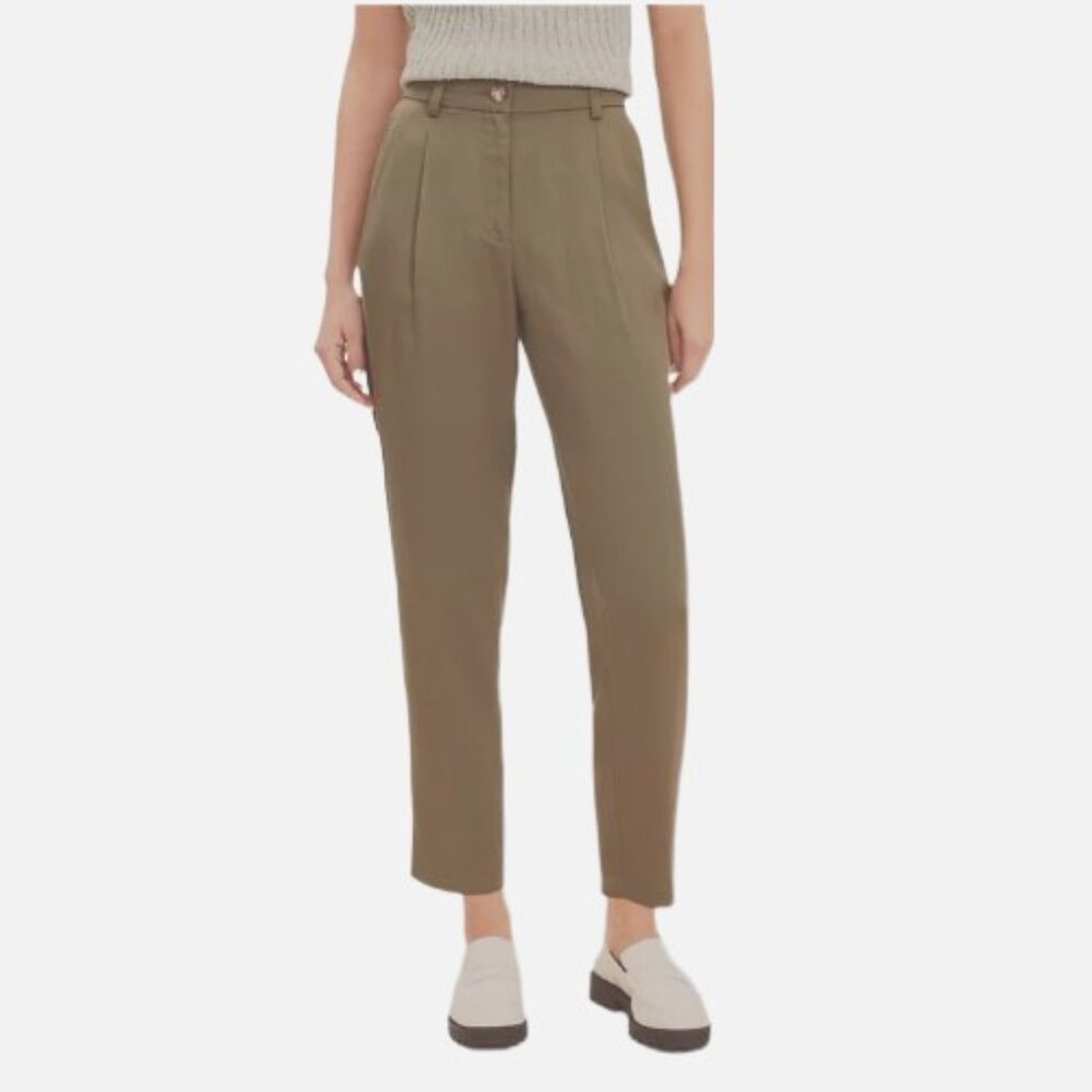 NEW Ann Taylor LOFT Emory Khaki High Waisted Pleated Taper Pants 4
